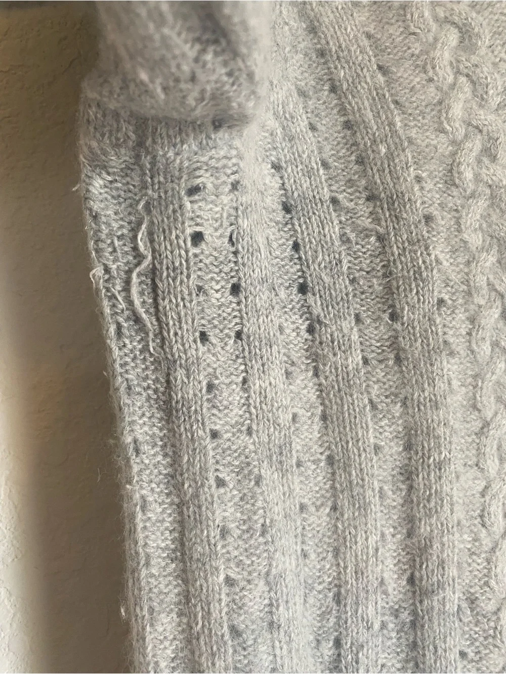 Banana Republic Grey Off-The-Shoulder Cable Knit Sweater